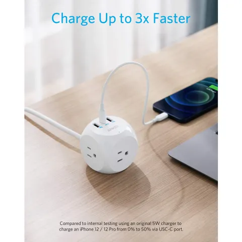 Ổ cắm điện Anker PowerStrip Cube PD3 524 - Sạc Nhanh Type C 30W và 6 Cổng USB, Bảo Vệ An Toàn, Thiết Kế Cube Tiện Dụng
