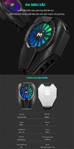 Quạt Tản Nhiệt Gaming SIDOTECH MEMO DL06 - Làm Mát Nhanh Chóng Cho Điện Thoại, LED RGB, Tối Ưu Hóa Chơi Game Mobile