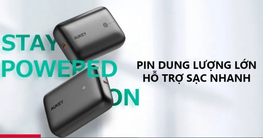 Sạc Dự Phòng Aukey PB-N83S 10000mAh - Sạc Nhanh 20W PD & QC 3.0, Thiết Kế Nhỏ Gọn, Tương Thích Nhiều Thiết Bị