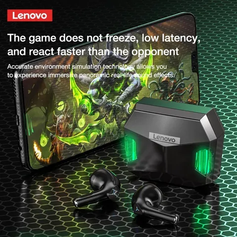 Tai nghe Bluetooth Lenovo GM5 Không Dây - Giảm Tiếng Ồn, Độ Trễ Thấp 60ms, Chống Nước IPX45, Tối Ưu Cho Game Thủ