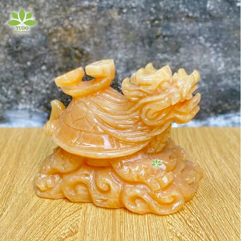 Tượng Long Quy 15cm Cưỡi Mây Ngọc Pakistan - Vật Phẩm Phong Thủy Trấn Trạch, Mang Lại May Mắn và Phúc Lộc