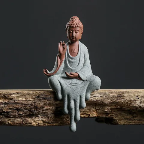 Tượng Phật A Di Đà Gốm Sứ Tự Nhiên - Vật Phẩm Phong Thủy Thiền Ấn Đẹp Để Thờ Cúng, Cầu Nguyện Bình An và Thịnh Vượng
