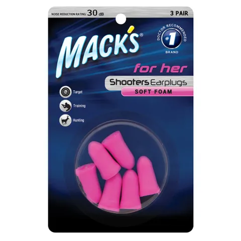 Nút bịt tai chống ồn Mack's For Her - Thiết kế nữ tính, thoải mái, giảm tiếng ồn hiệu quả, bảo vệ thính giác, hộp 3 đồi