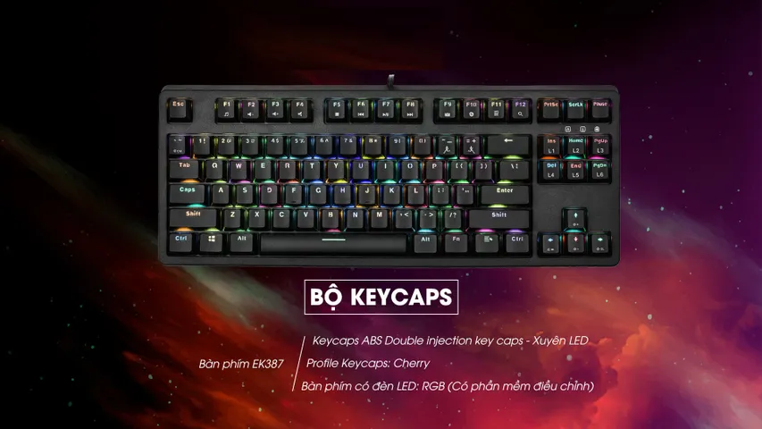 Bàn phím cơ E-DRA EK387 RGB TKL - Switch Outemu, LED RGB Tùy Chỉnh, Thiết Kế Gọn Nhẹ, Phụ Kiện Máy Tính Chất Lượng Cao