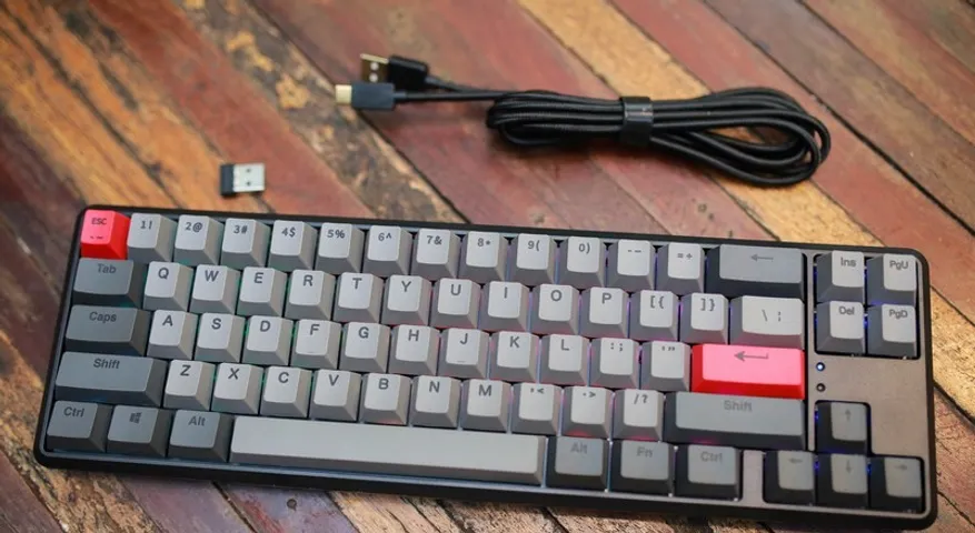 Bàn Phím Cơ Gaming E-Dra EK368W V2 - Kết Nối Bluetooth 5.0, USB và 2.4Ghz, Keycap PBT Dyesub Siêu Bền, Thiết Kế 68 Phím Tương Thích Windows và MacOS