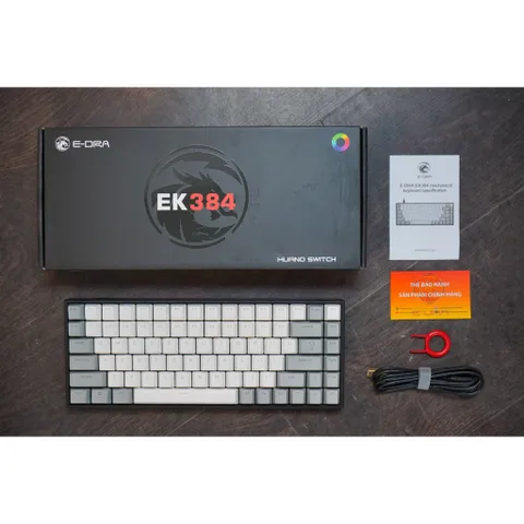 Bàn Phím Cơ Gaming E-Dra EK384 - LED RGB 16.8 Triệu Màu, Huano Switch, USB Type-C, Thiết Kế Nhỏ Gọn và Tiện Lợi