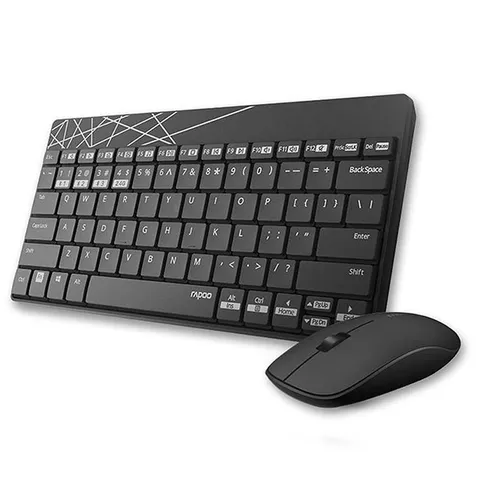 Bộ bàn phím và chuột không dây Rapoo 8000M - Phụ kiện máy tính thời trang, pin lâu dài, kết nối USB và Bluetooth, độ nhạy 1300 DPI.
