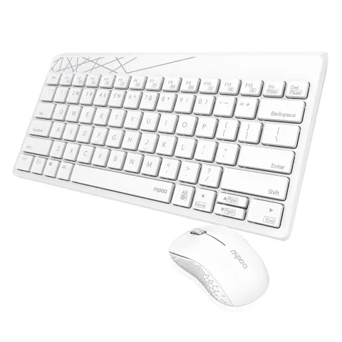 Bộ bàn phím và chuột không dây Rapoo 8000M - Phụ kiện máy tính thời trang, pin lâu dài, kết nối USB và Bluetooth, độ nhạy 1300 DPI.