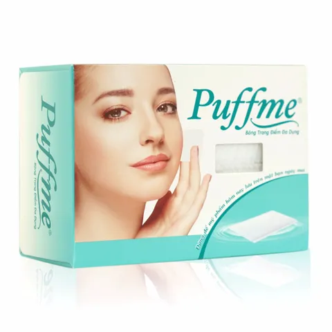 Bông Tẩy Trang Đa Năng Puffme 100% Cotton - Hộp 80 Miếng, Không Gây Kích Ứng, Tẩy Trang, Đắp Lotion Mask An Toàn Cho Da