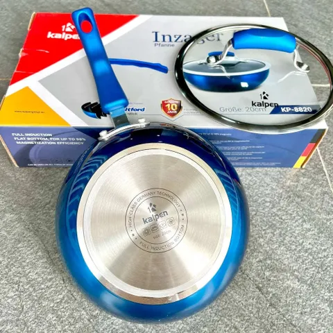 Chảo sâu lòng chống dính vung kính Kalpen Inzager đáy từ phẳng - Chảo bếp từ siêu bền, tiết kiệm điện, đa năng cho mọi loại bếp.