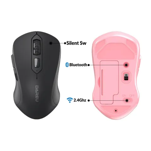 Chuột Không Dây DareU LM115B - Kết Nối Bluetooth 5.0 & Wireless 2.4GHz, Công Tắc Im Lặng, Độ Phân Giải 800-1600 DPI, Phụ Kiện Máy Tính Hàng Đầu