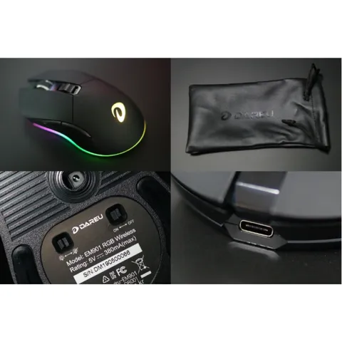 Chuột Không Dây Gaming DareU EM901 LED RGB, Pin Sạc - Thiết Kế Gọn Nhẹ, Công Nghệ 2.4GHz, DPI 800-6000, Phạm Vi 10m