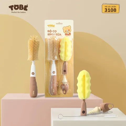 Cọ Bình Sữa Silicone ToBé MS 3108 - Bộ 5 Chi Tiết Vệ Sinh An Toàn Cho Bé, Chất Liệu Lành Tính, Không Tích Nước, Không Tụ Vi Khuẩn