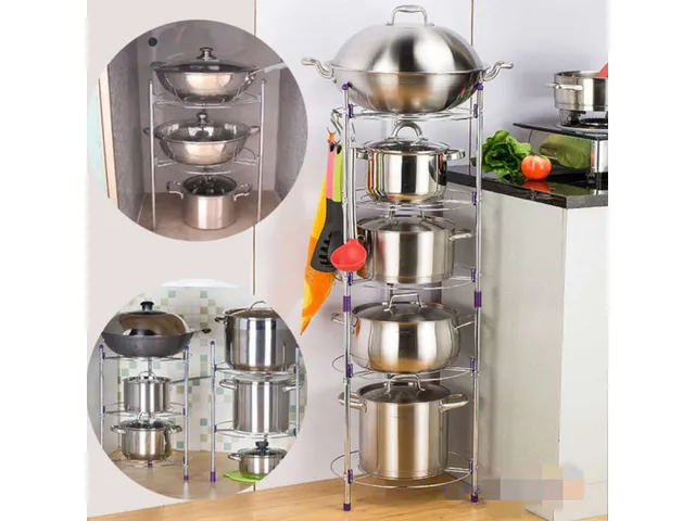 Giá để xoong nồi inox 5 tầng Kalpen GXIN5K98 - Thiết kế hiện đại, bền đẹp, chịu lực tối đa cho nhà bếp tiện nghi