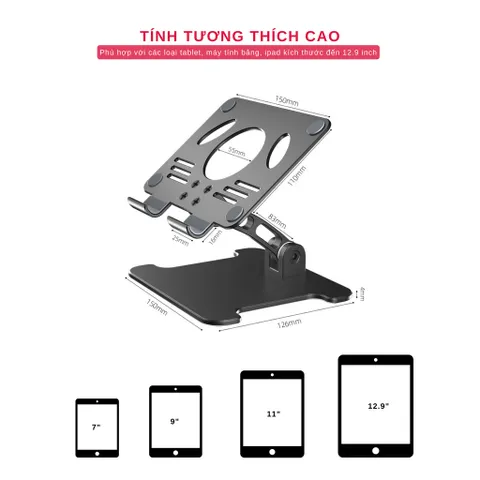 Giá Đỡ Để Bàn Tamayoko T003 Cho Máy Tính Bảng & iPad - Hợp Kim Nhôm Cao Cấp, Chịu Lực, Thiết Kế Gấp Gọn, Dễ Dàng Di Chuyển