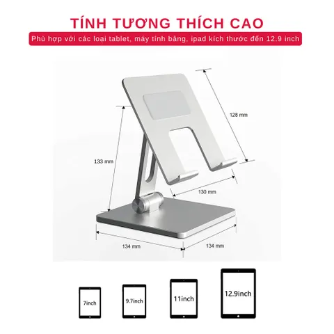 Giá Đỡ Điện Thoại, Máy Tính Bảng Để Bàn Tamayoko T01 - Hợp Kim Nhôm Cao Cấp, Chắc Chắn, Điều Chỉnh Góc Nghiêng, Màu Bạc/Đen