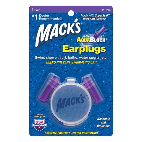 Nút Bịt Tai Chống Nước Mack’s Aqua Block - Bảo Vệ Tai Khi Bơi Lội, Thiết Kế Silicon Đa Lớp, Dễ Sử Dụng và Tái Sử Dụng