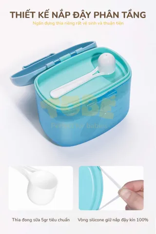 Hộp đựng sữa bột 2 lớp ToBé Adkins MS 3101 - Thiết kế thông minh, bảo quản an toàn, dung tích 300g, nắp chống ẩm cho bé yêu