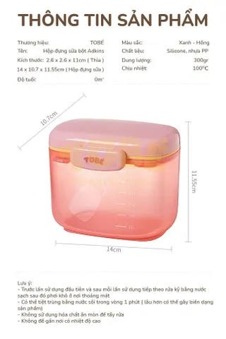 Hộp đựng sữa bột 2 lớp ToBé Adkins MS 3101 - Thiết kế thông minh, bảo quản an toàn, dung tích 300g, nắp chống ẩm cho bé yêu