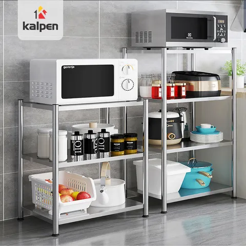 Kệ inox lắp ghép 3 tầng Kalpen KIN3K60/80 - Chất liệu inox 304 bền đẹp, chịu lực 600kg, tiện dụng cho mọi không gian nhà bếp và phòng ngủ