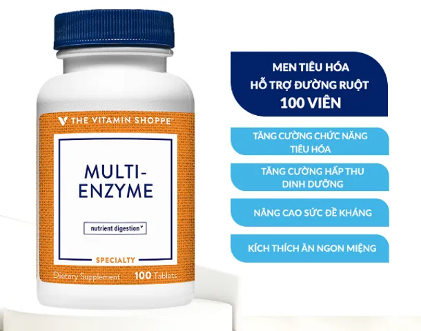 Men tiêu hóa The Vitamin Shoppe Multi-Enzyme 100 viên - Hỗ trợ tiêu hóa, kích thích ăn ngon, tăng cường sức khỏe hệ tiêu hóa và đề kháng