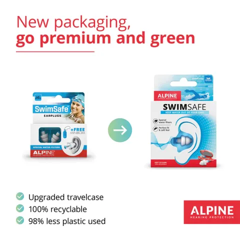 Nút Bịt Tai Đi Bơi Chống Nước Alpine SwimSafe Cho Người Lớn - Ngăn Nước, Ngừa Nhiễm Trùng Tai, Người Tham Gia Thể Thao Nước