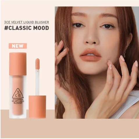 Phấn Má Dạng Kem 3CE Velvet Liquid Blusher - Phấn Trang Điểm Dễ Tán, Bám Màu Lâu, Rạng Rỡ Tươi Tắn, Tiện Dùng Mang Theo