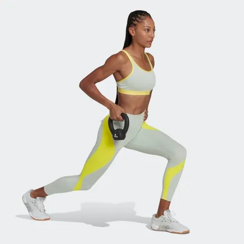 Quần bó thể thao nữ Adidas Training Essentials HN9914 - Tights 7/8 Hitt Colorblock, màu xanh, lý tưởng cho tập gym, yoga và chạy bộ.