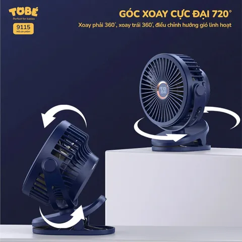 Quạt Tích Điện Mini ToBé MS 9115 - Giải Pháp Đối Phó Nắng Nóng, Dung Lượng Pin 10.000mAh, Thiết Kế Gọn Nhẹ Cho Mọi Không Gian