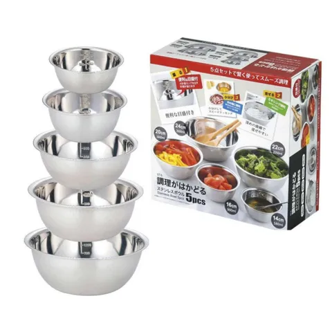 Set 5 Tô Trộn Bột Inox Cao Cấp Nhật Bản DT-5, Bát Đo Kích Thước Khác Nhau, Dùng Đánh Trứng, Trộn Bột, Làm Bếp Tiện Dụng