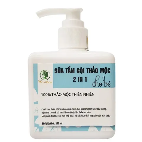 Sữa Tắm Gội Thảo Mộc 2in1 Wonmom Dành Cho Bé - Chiết Xuất Tự Nhiên An Toàn, Mịn Màng, Giúp Bé Ngủ Ngon Hơn 250ml