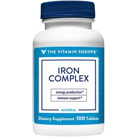 Viên uống bổ sung sắt The Vitamin Shoppe Iron Complex - Giải pháp chống thiếu máu, tăng cường sức khỏe và sức đề kháng, 100 viên