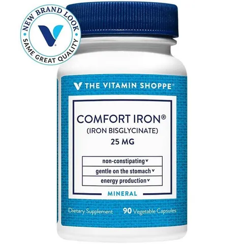 Viên uống sắt bổ máu The Vitamin Shoppe Comfort Iron 25mg - Hỗ trợ tăng cường sức khỏe, tái tạo máu hiệu quả