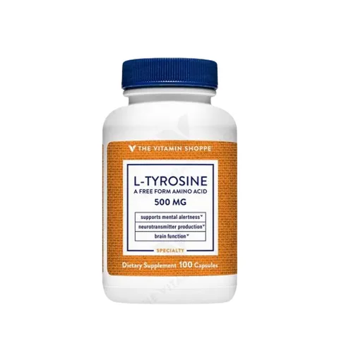 Viên uống bổ não The Vitamin Shoppe L-Tyrosine 500mg - Hỗ trợ giảm mệt mỏi, tăng cường trí nhớ & khả năng tập trung 100 viên