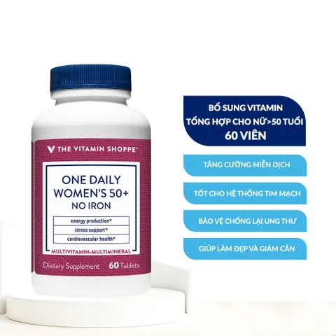 Viên uống vitamin tổng hợp The Vitamin Shoppe One Daily cho phụ nữ 50+ không chứa sắt - Hỗ trợ sức khỏe vượt trội cho nữ giới trưởng thành