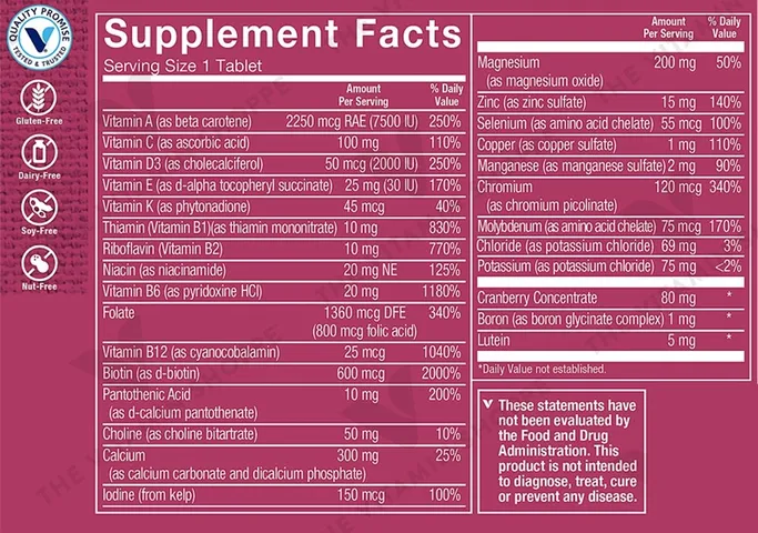 Viên uống vitamin tổng hợp The Vitamin Shoppe One Daily cho phụ nữ 50+ không chứa sắt - Hỗ trợ sức khỏe vượt trội cho nữ giới trưởng thành
