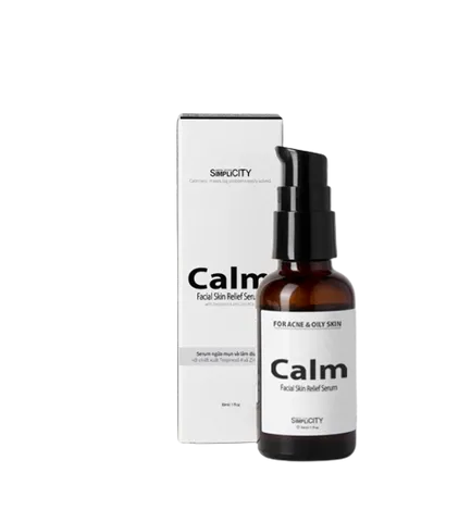 Serum Giảm Mụn Men Stay Simplicity Calm Skin Relief Facial 30ml - Chiết Xuất Tự Nhiên, Duy Trì Làn Da Mịn Màng Cho Nam Giới