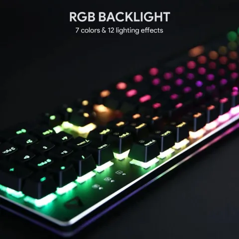 Bàn phím cơ gaming Aukey KM-G12 - RGB 7 màu, 12 hiệu ứng Led, trải nghiệm chơi game tuyệt vời, tương thích Windows và Mac