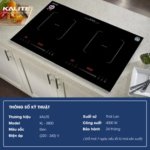 Bếp Từ Đôi Kalite KL-3800 - Sang Trọng Châu Âu, Tiết Kiệm Điện, Chức Năng Tích Hợp, Công Suất 4000W, Bảo Hành 12 Tháng
