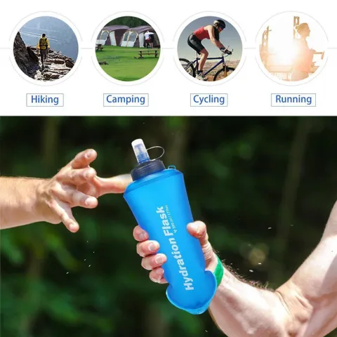 Bình nước dẻo Hydration Flask 500ml - Nhựa TPU an toàn, gấp gọn, lý tưởng cho cắm trại, thể thao và các hoạt động ngoài trời
