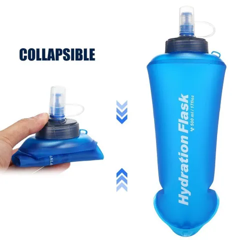 Bình nước dẻo Hydration Flask 500ml - Nhựa TPU an toàn, gấp gọn, lý tưởng cho cắm trại, thể thao và các hoạt động ngoài trời