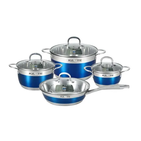 Bộ nồi chảo inox Kalite KL-336 5 đáy - Dùng cho bếp từ, chống nóng, tiết kiệm năng lượng, chất liệu cao cấp, bộ 4 món nấu ăn tiện lợi.