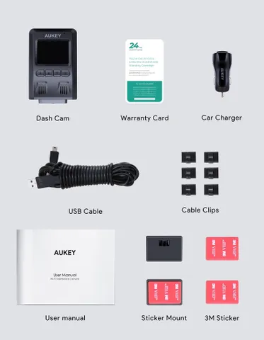 Camera hành trình AUKEY DR02 1080P HD quốc tế - Cảm biến UHD 2K, Ghi hình Xe Ô Tô, Bảo vệ An Toàn Khi Lái Xe