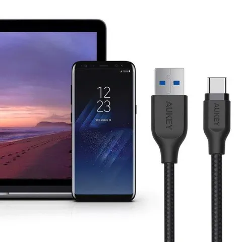 Cáp sạc nhanh AUKEY CB-AC1 USB A sang C 3.0 dài 1.2m - Bền bỉ, chống rối, hỗ trợ sạc nhanh cho thiết bị Android