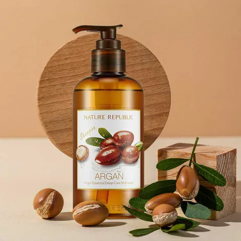 Dầu gội Nature Republic Argan Essential Deep Care 180ml - Phục hồi tóc hư tổn, dưỡng ẩm tự nhiên, cho mái tóc mềm mại và chắc khỏe
