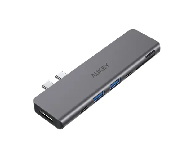 Hub 7in1 Aukey CB-C76 - Chuyển Đổi Type C sang HDMI USB 3.0 100W, Tốc Độ Truyền Dữ Liệu 5Gbps, Hỗ Trợ 4K 30Hz, Thiết Bị Đa Năng Cho Laptop