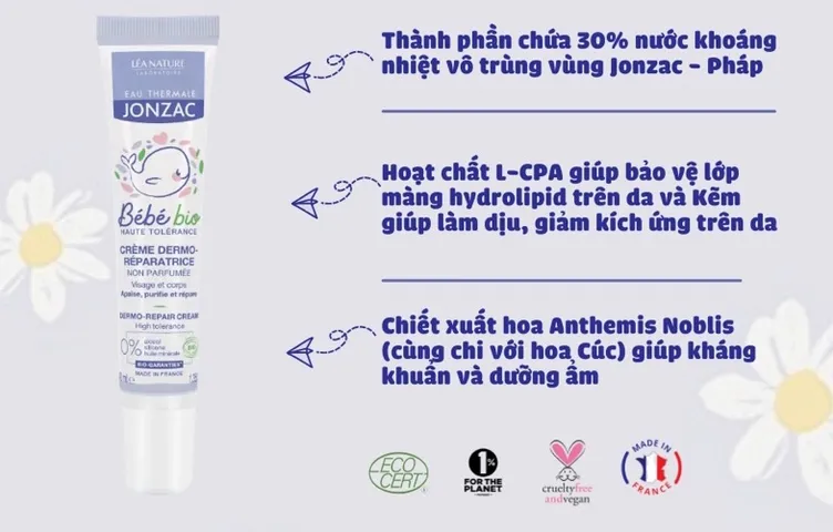 Kem Dưỡng Ẩm Ngừa Hăm Ngứa cho Bé 40ml - Eau Thermale Jonzac | Dưỡng Ẩm, Làm Dịu Da Nhạy Cảm, Thích Hợp Mọi Loại Da