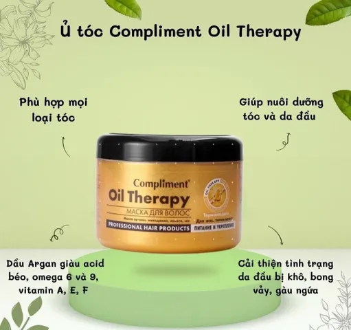 Kem ủ Tóc Compliment Oil Therapy 500ml - Phục Hồi Tóc Hư Tổn, Siêu Mềm Mượt, Chứa Dầu Argan, Chất Kem Đặc, Dưỡng Tóc Khỏe Mạnh.