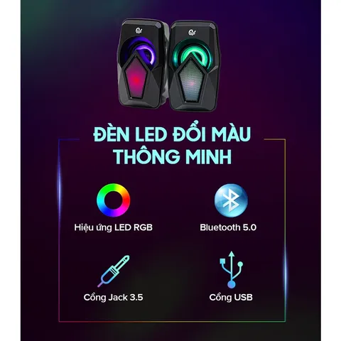 Loa Máy Tính Để Bàn Mini BD-110 - Âm Thanh Chất Lượng Cao, Đèn LED 7 Màu, Kết Nối Bluetooth 5.0 - Phụ Kiện Thời Thượng Cho Game Thủ