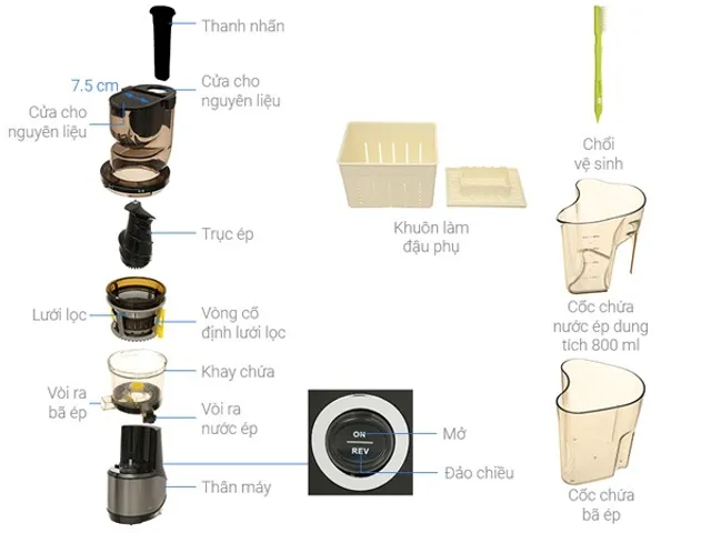 Máy Ép Chậm Kalite KL-599 Công Suất 400W - Ép Kiệt Bã 98% và Tối Ưu Dinh Dưỡng - Giao Hàng Tận Nơi Toàn Quốc